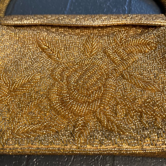 Vintage gold beaded evening bag - Picture 4 of 16
